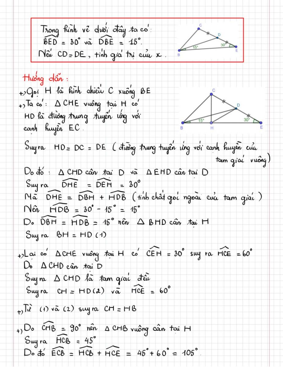 Hướng dẫn sử dụng tính chất đường trung tuyến trong tam giác vuông để giải bài toán trong đề thi MMOC tháng 9 lớp 8